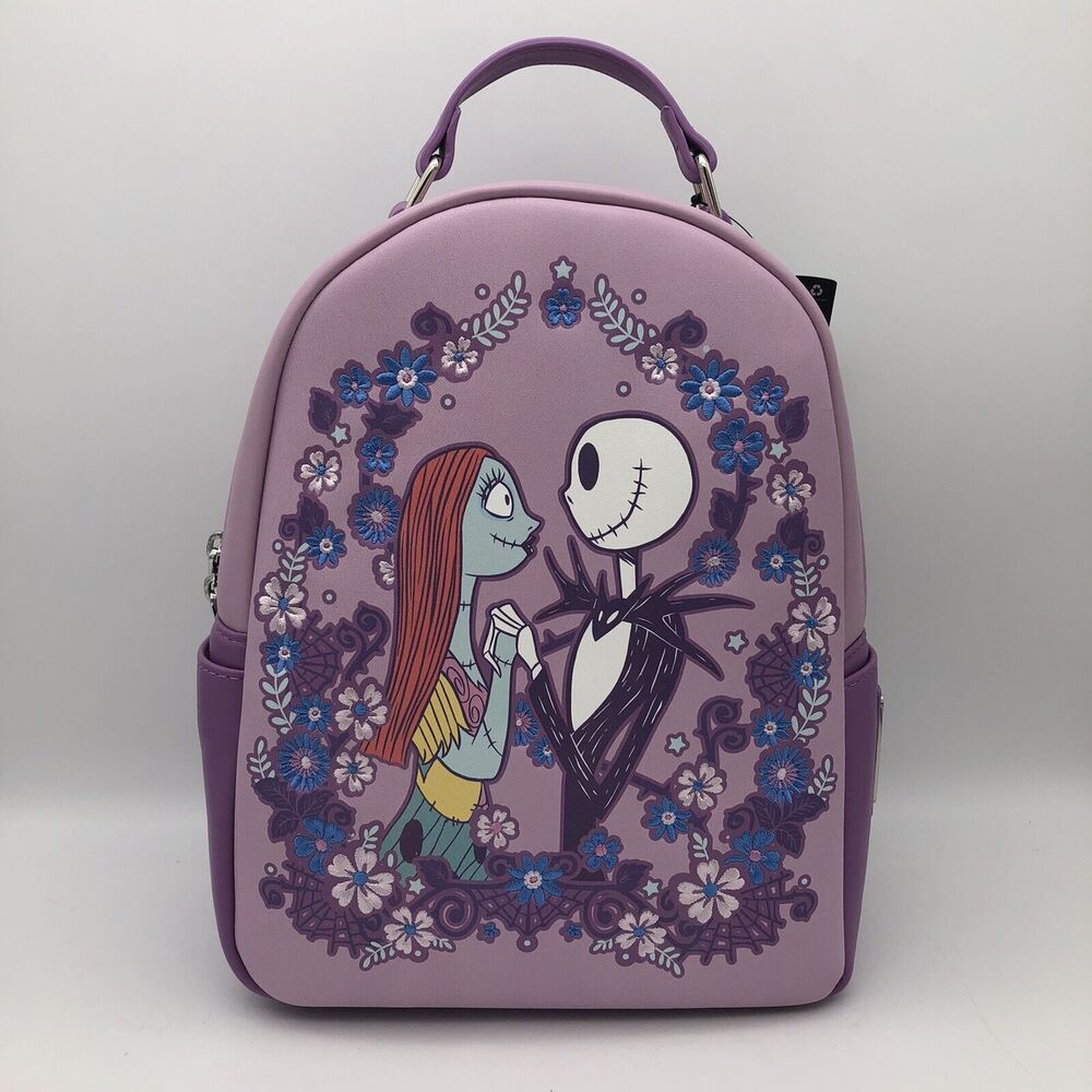 Loungefly Disney Nightmare Before Christmas Jack & Sally Floral Mini Backpack